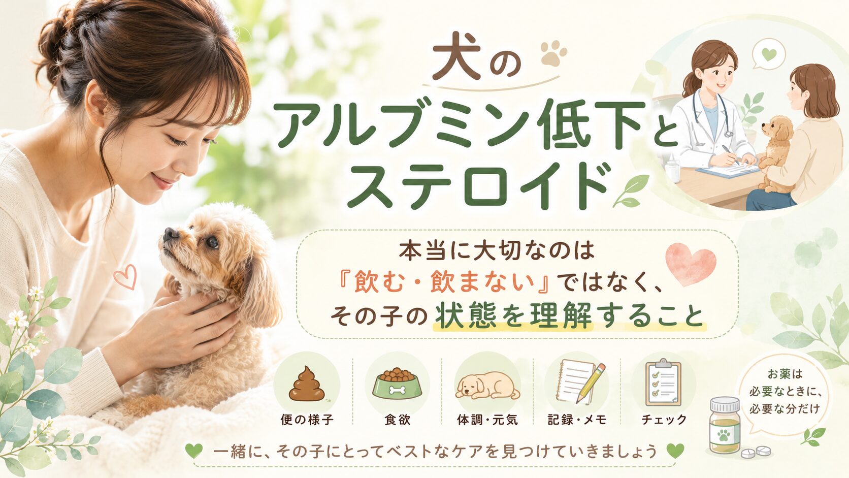 犬のアルブミン低下とステロイド｜本当に大切なのは「飲む・飲まない」ではなく、その子の状態を理解すること
